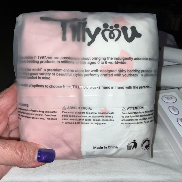 TILLYOU 1 Pink 1 white/pink Fitted Crib Sheets 28inx52in x 8in 100% Cotton, New - Picture 7 of 16